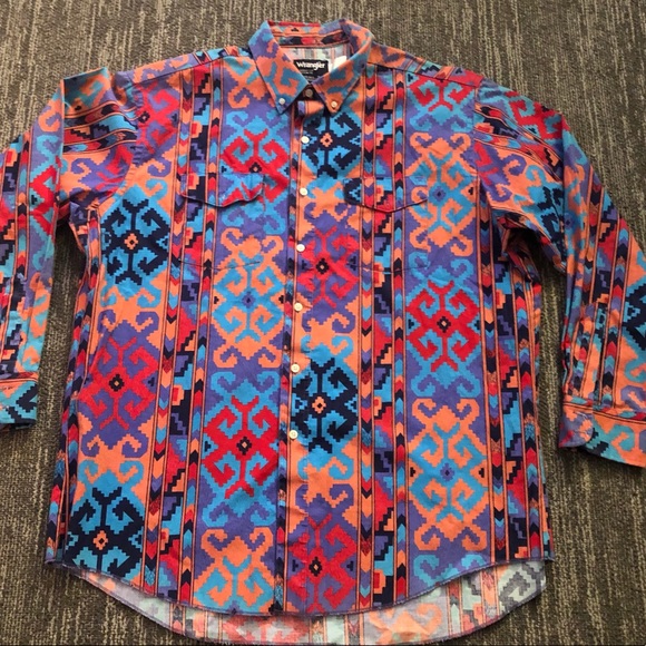 Wrangler Other - 80’s Wrangler Southwest Western Shirt XL 18-35
